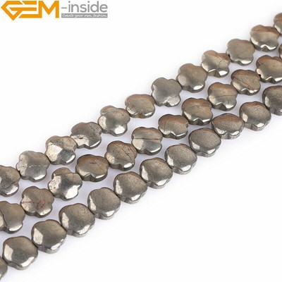 Natural Faceted Heart Gray Pyrite Beads For Jewelry Making 15'' 1 Strand UK