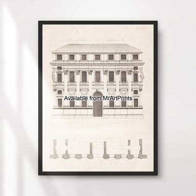 Architektur Illustration Diagramm Vintage Gebäude Kunstdruck Poster Bild XXL