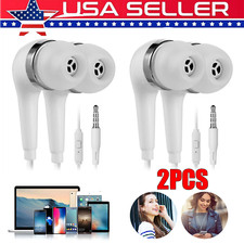 2 Pack 3.5mm In-ear Stereo Headphone Headset Earphone Loud Earbuds W/ Mic USA