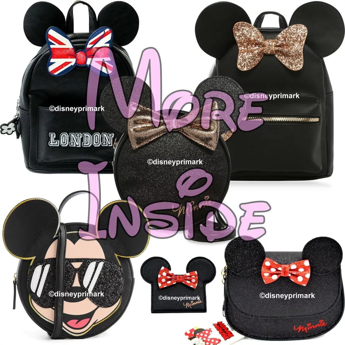 Official Disney MINNIE MOUSE BACKPACK Purse Bag Gold Glitter Bow