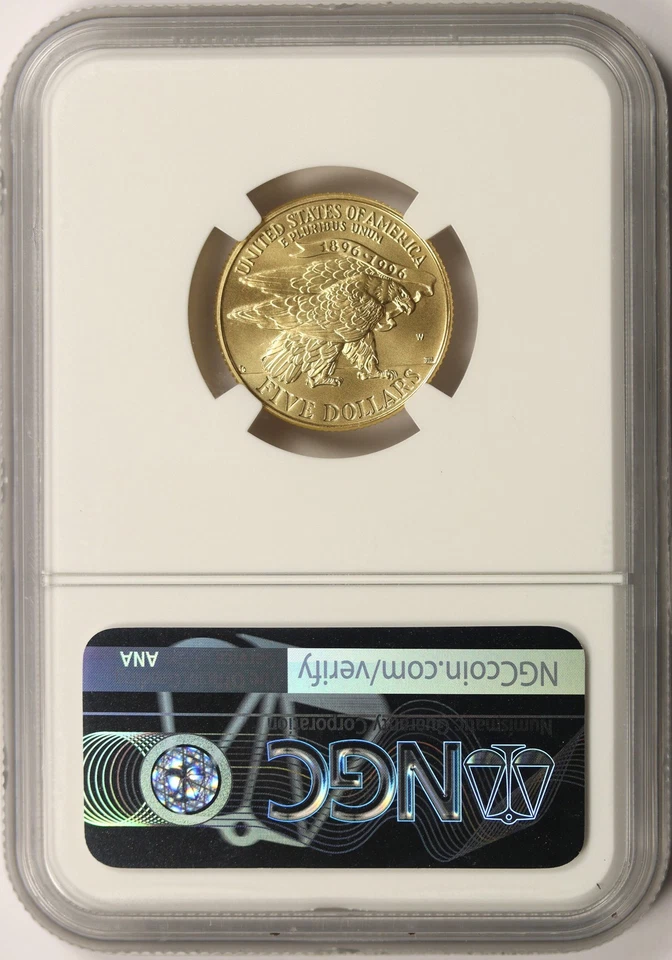 1995-W Olympics Torch Runner Gold Five Dollars $5 NGC MS70 - Image 2 of 4