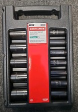 Nos 15886 Craftsman 12 Piece 12 Drive 6 Point Deep Laser Sized Impact Sockets
