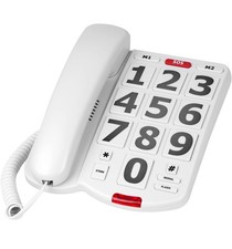 Big Button Corded Telephone with Extra Loud Ringer  Volume Control - White