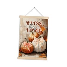 RYVJU Coquette Fall Pumpkin Wall Art Poster Hanger Frame, Bless This Color-02