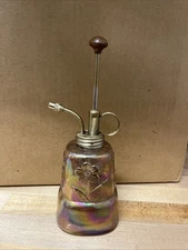 Vtg Amethyst Rainbow Glass Plant Mister Atomizer w/Flowers Design. Not Pumping