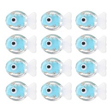 12Pcs Glass Fish Beads Handmade Lampworking Fish Beads Blue/White