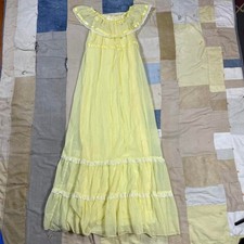 Vtg 70s Roberta of California Prarie Homestead Cottage Dress 7 8 Lace Bow