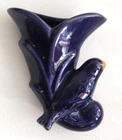 Vintage McCoy Pottery Deep Cobalt Blue Cornucopia with Bird Wall Pocket