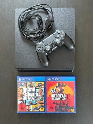 Sony PlayStation 4 Slim 500GB, schwarz - inkl. 1 Controller + 2 Spiele (USK 18)