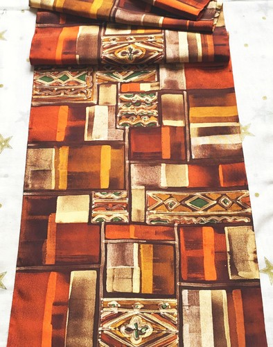 Vintage Japanese Kimono Wedding Silk Fabric Piece Geometric Flower Squares 47ins - Picture 11 of 11