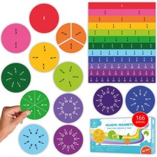 166 PCS Magnetic Fraction Tiles  Fraction Circles - Elementary Fraction Mani...