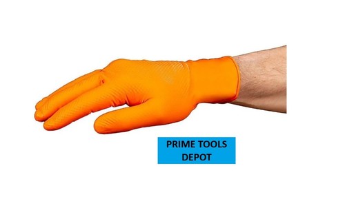 Textured Nitrile Powder-Free Gloves, 7 Mil, ORANGE, 50-Pack, XL, 70711, HARDY - Picture 3 of 8