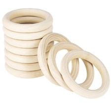 10 Pack Wood Rings for Crafts, Natural Wood Rings for Macrame, Unfinished Woo...