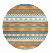 Rizzy Home Glendale 5'5" X 5'5" Round Area Rug Orange, Yellow, Aqua Blue,