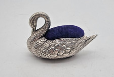 Figural Swan Pin Cushion with Silver-Plated Body — listing 4