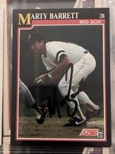 Lot of 5 Marty Barrett baseball cards.  1 card autographed.  