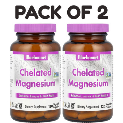 Bluebonnet Nutrition Chelated Magnesium   120 Veggie Capsules   Pack of 2