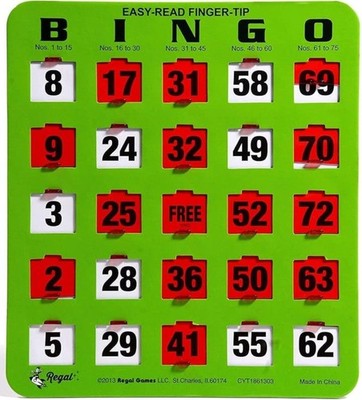 Regal Bingo Bulk Bingo Cards with Sliding Windows - Reusable Large Print Bing...