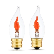 Flickering Light Bulbs E26 Flame Bulb, LED Fire Effect Flickering Small Flame...