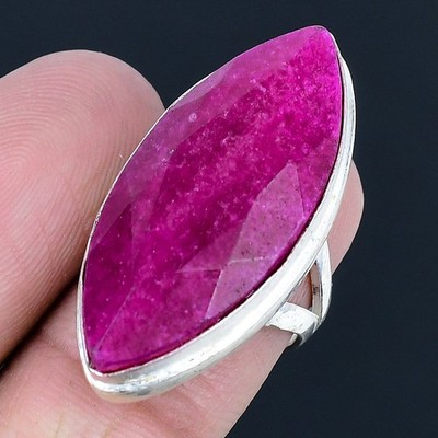 Kaschmir roter Rubin Edelstein Handarbeit 925 Sterling Silber Schmuck Ring 7