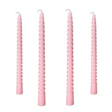 4 PCS 10 Inch Pink Gradient Color Spiral Taper Candles Twisted Candlestick
