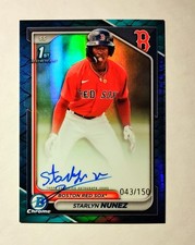Starlyn Nunez 2024 1st Bowman Chrome AUTO BLUE Reptilian REFRACTOR 043/150 RC L6