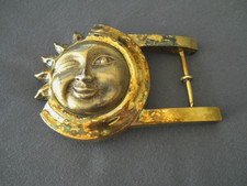 LARGE Southwestern Style Gold Wash Sterling Silver Winking Sun Face Belt Buckle