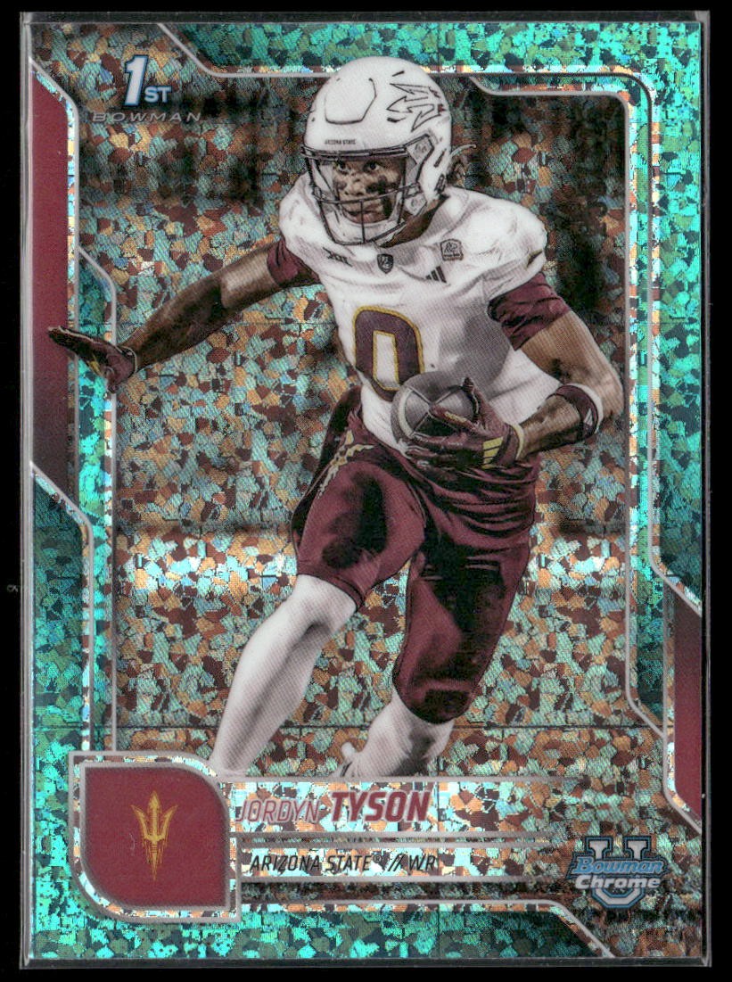2025 Bowman University Chrome #31 Jordyn Tyson Aqua Mini-Diamond Refractor #/325