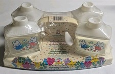 New Vintage 1980's Baby Nursery Vanity Plastic Jar Diaper Changing Table Set