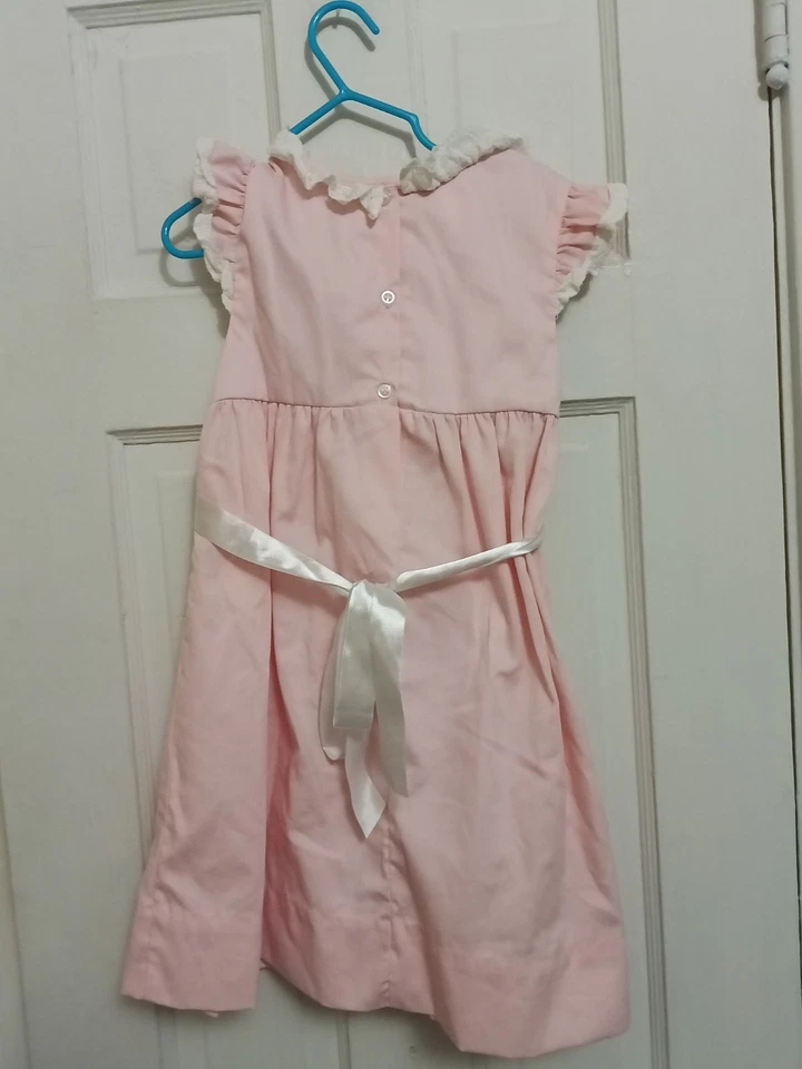 Vestido Jersey Clásico Cabricho Conejito Calado Rosa Pálido Niña 6 Delantal de Pascua E3 Foto 3 de 4