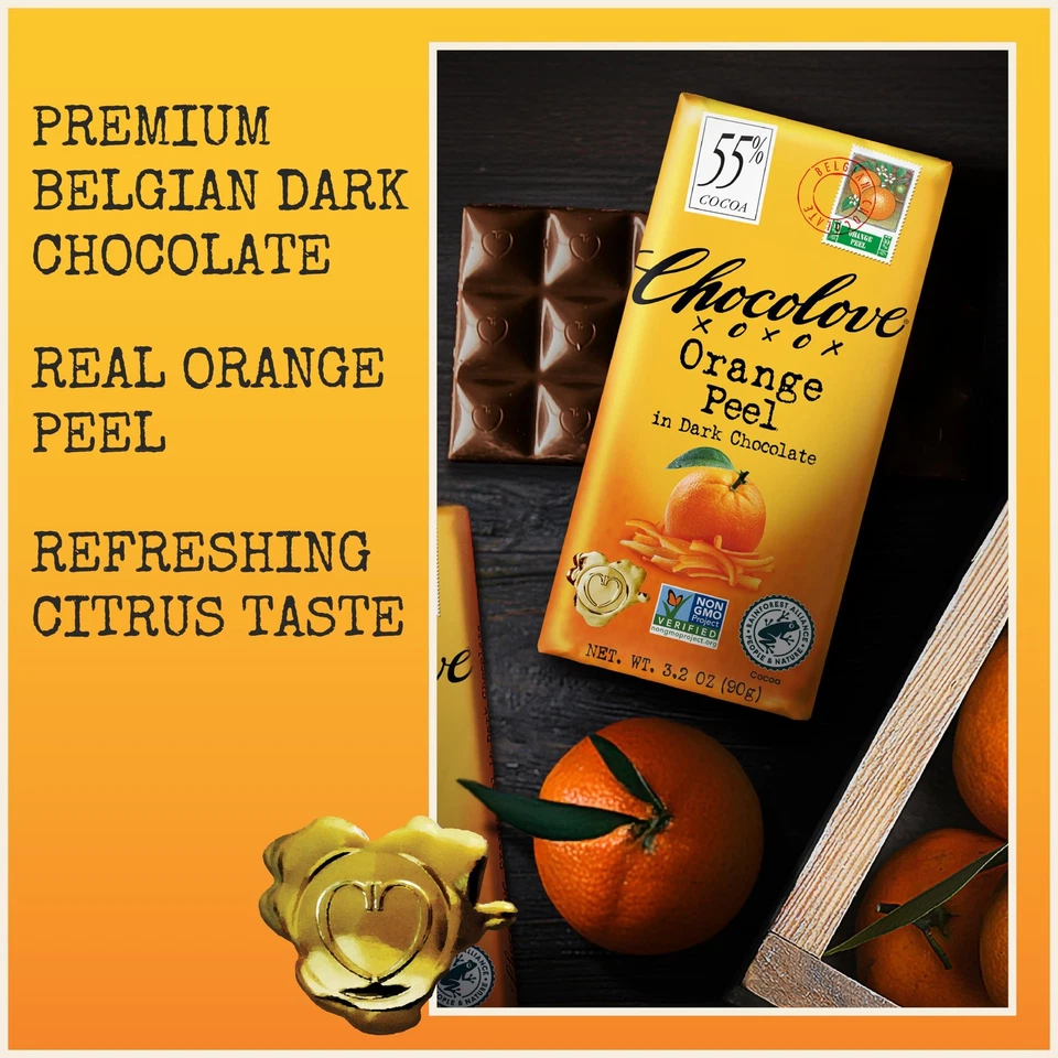 Chocolove Chocolate Oscuro con Cáscara de Naranja Paquete de 12 Caramelos Suaves 3.2Oz Foto 3 de 4