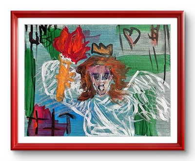Lady Liberty Justice  Truth 11 X 14''  Neo Impressionist  Acrylic Art Canvas