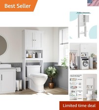Over The Toilet Storage Cabinet Bathroom Shelf Organizer with Adjustable Shelves
