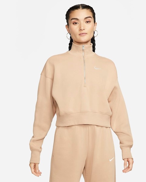 Worn Before Nike Sportswear Phoenix Fleece Womens Oversized 1/2 -Zip Crop Sweat