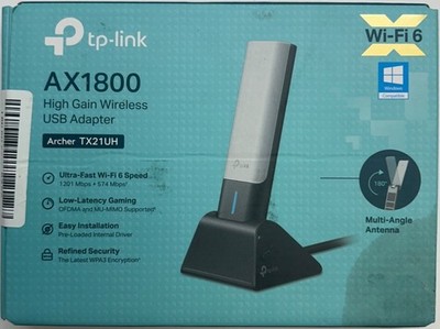 TP-Link AX1800 High Gain Wireless USB Adapter Archer TX21UH Dual-Band Wi-Fi 6