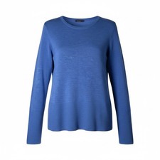 J. McLAUGHLIN Blue Italian Merino Wool Pullover Sweater Womens Sz M Crewneck EUC