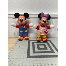 Vintage Mattel Disney Mickey Minnie Mouse Learn to Dress Me Plush Dolls Lot