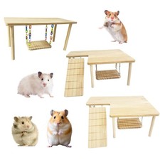 Wooden Hamster Platform Playground Wood Cage Accessories Rat Guinea Perch Small