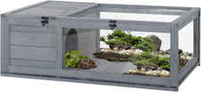 Pawhut Schildkrötenhaus Holz Reptiliengehege Outdoor Terrarium Grau
