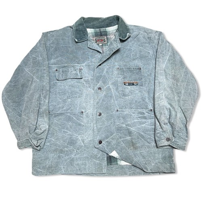 #ad Vintage Coastal Outdoor Denim Canvas Chore Jacket Men#x27;s Size L Green Plaid Lined $44.99