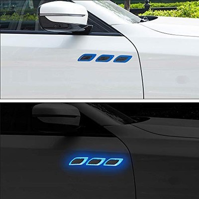  6Pcs 3D Strong Reflective Stripe Sticker for Car Fender Hood Bumper High Blue