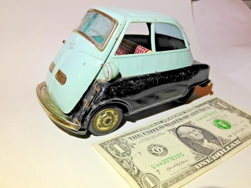 Isetta Friction Toy By Bandai Larger 6 1/2" version. Original finish.