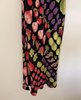 Betsey Johnson Fruit Print Dress Silk Black Multicolor Size 6 | eBay