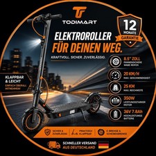 Todimart E-Scooter mit ABE Elektroroller 350W Motor 20km/h 36V 7.8Ah 8.5" …