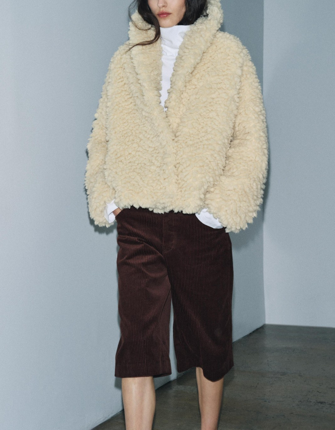 NEW ZARA FAUX SHEARLING JACKET ZW COLLECTION SIZE M Cream 3548/249 BNWT thumbnail 2