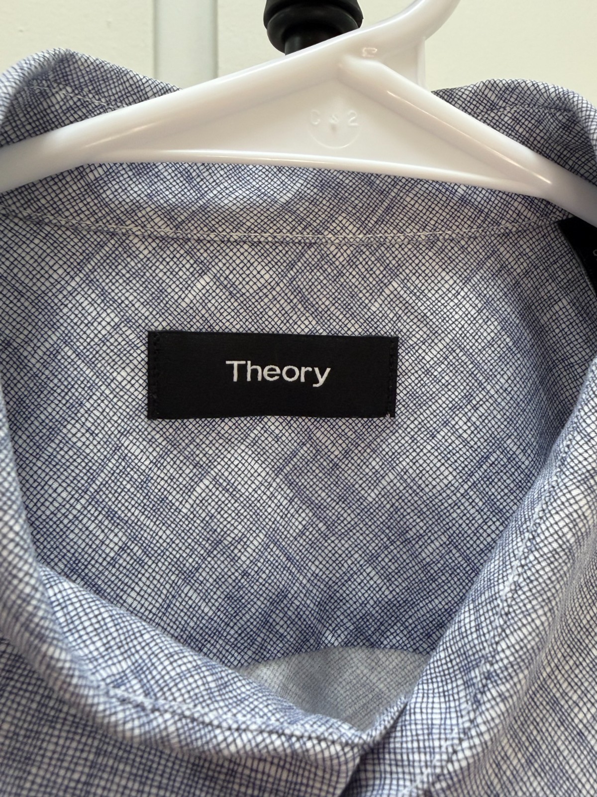 Theory Blue Micro-Pattern Button Down Shirt Long … - image 7