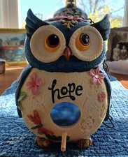 Colorful and Fun "Hope" Owl Shaped Birdhouse