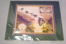 Map of the Sandwich Isles Hawaii 1993 Blaise Domino 11x14 Matted Print Vintage
