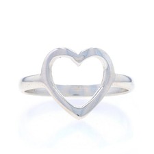 Sterling Silver Heart Outline Statement Ring - 925