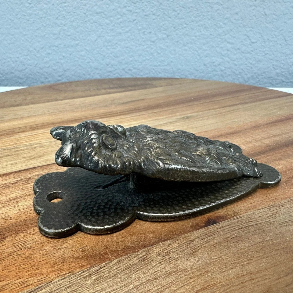 Antiguo Latón/Hierro Fundido #5189 Búho Cornudo Clip de Papel Carta Receta Soporte Escritorio Foto 3 de 4